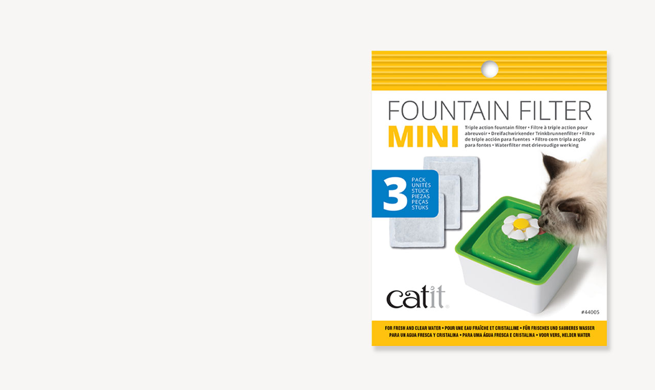 Catit Mini Fountain Filter three-pack packaging